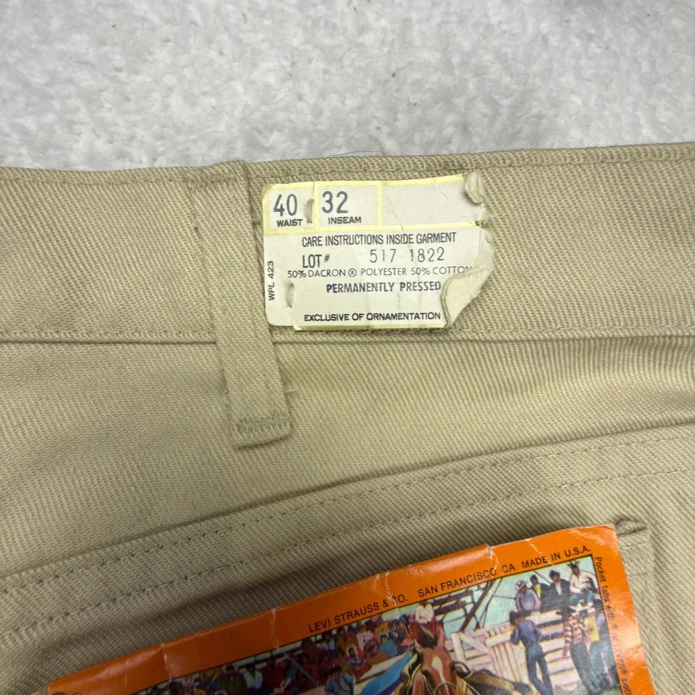 Vintage Levis 517 Sta-Prest Saddleman Boot Jeans Mens 40x32 Tan Beige NWT READ